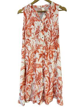 H&M Maternity Floral Midi Dress White Orange Sleeveless Flowy